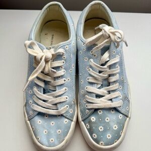 Blue Floral Sneakers with White Laces